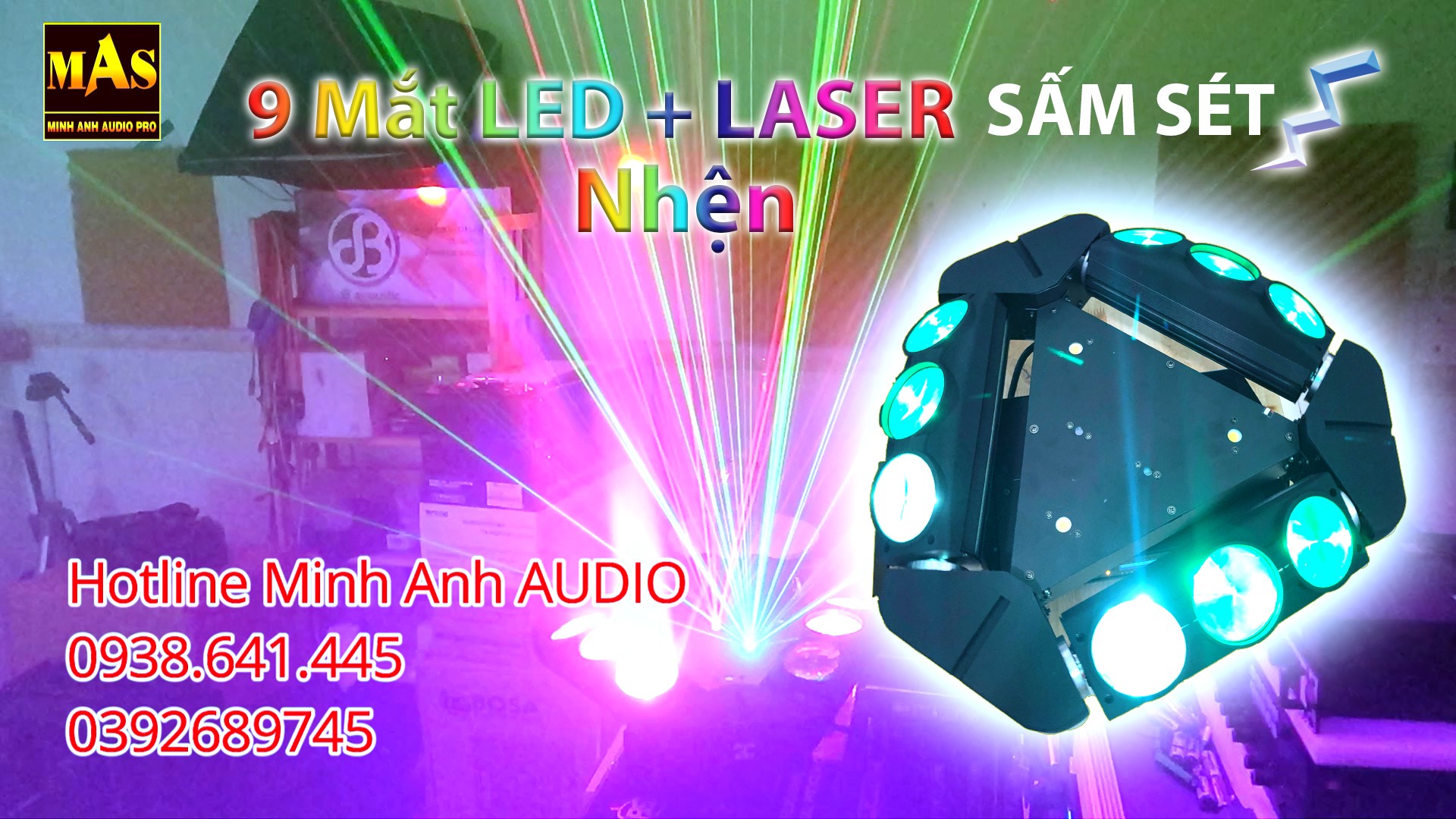 Đèn Moving Head Beam 9 Mắt LED Laser Chớp Light 